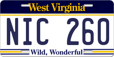 WV license plate NIC260