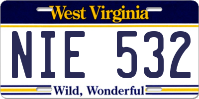 WV license plate NIE532