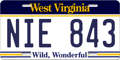 WV license plate NIE843