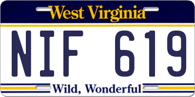 WV license plate NIF619