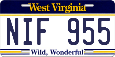 WV license plate NIF955