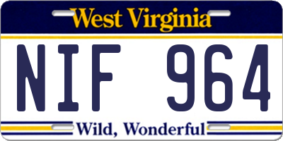 WV license plate NIF964