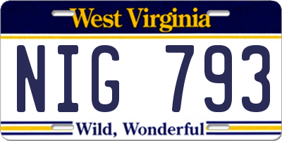 WV license plate NIG793