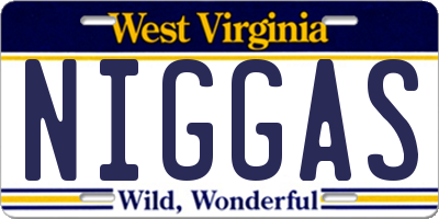 WV license plate NIGGAS