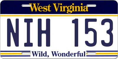 WV license plate NIH153