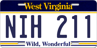 WV license plate NIH211