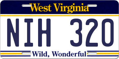 WV license plate NIH320