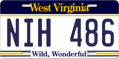 WV license plate NIH486