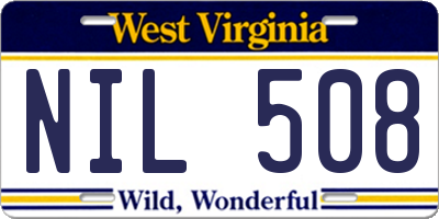 WV license plate NIL508