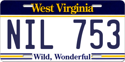 WV license plate NIL753