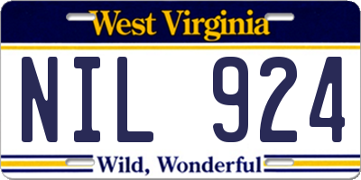 WV license plate NIL924