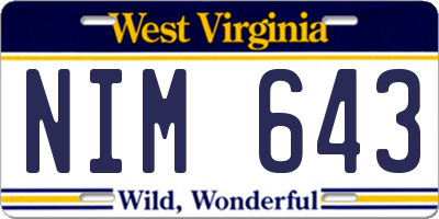 WV license plate NIM643