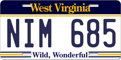 WV license plate NIM685