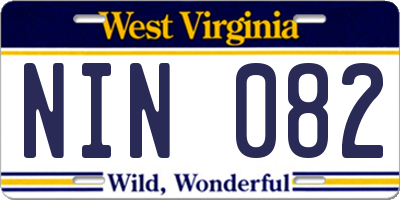 WV license plate NIN082
