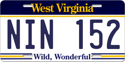 WV license plate NIN152