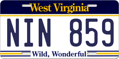 WV license plate NIN859