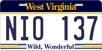 WV license plate NIO137