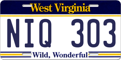 WV license plate NIQ303