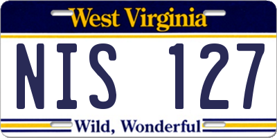 WV license plate NIS127