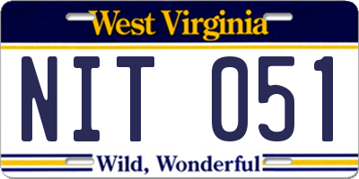 WV license plate NIT051