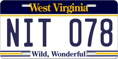 WV license plate NIT078