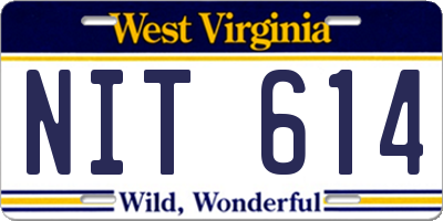 WV license plate NIT614