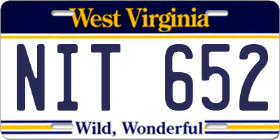 WV license plate NIT652