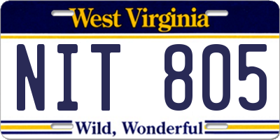 WV license plate NIT805