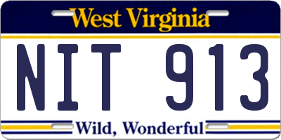WV license plate NIT913