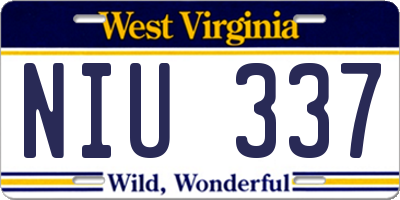 WV license plate NIU337
