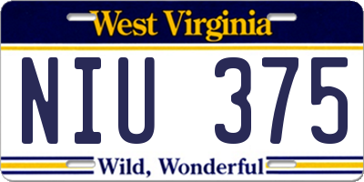 WV license plate NIU375
