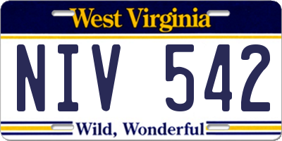 WV license plate NIV542