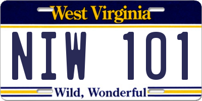 WV license plate NIW101