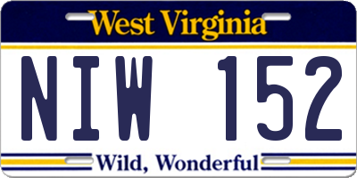 WV license plate NIW152