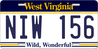 WV license plate NIW156