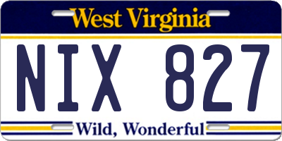 WV license plate NIX827