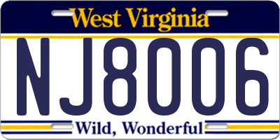 WV license plate NJ8006