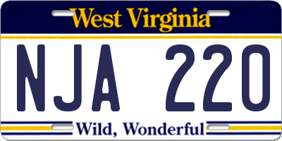 WV license plate NJA220