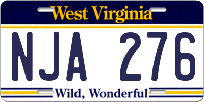 WV license plate NJA276