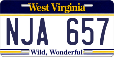 WV license plate NJA657