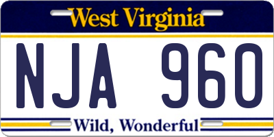 WV license plate NJA960