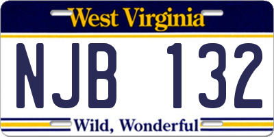 WV license plate NJB132