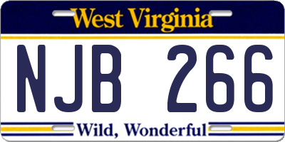 WV license plate NJB266