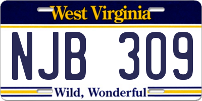 WV license plate NJB309
