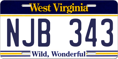WV license plate NJB343