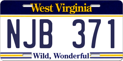 WV license plate NJB371