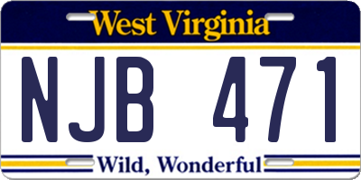 WV license plate NJB471
