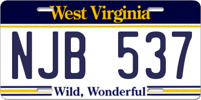 WV license plate NJB537