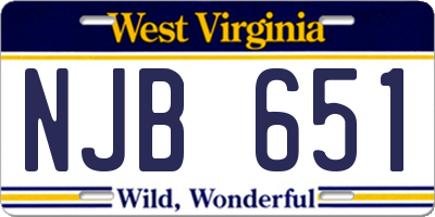 WV license plate NJB651