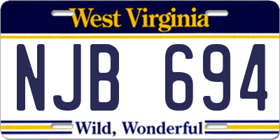 WV license plate NJB694